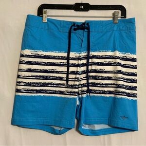 Dockers Blue Striped Swim Shorts Size 34 Waist
